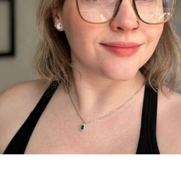 Emerald Green Teardrop Crystal Pendant Necklace Gold Gemstone Charm Fashion Jewl - Picture 6 of 6